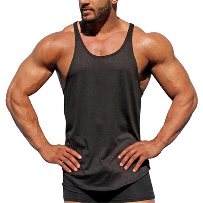 

Bodybuilding Tank Top Men' Sleeveless Shirts Clothing Fitness Men Singlet Blank Cotton Workout Stringer Gyms Vest Tops, White;black