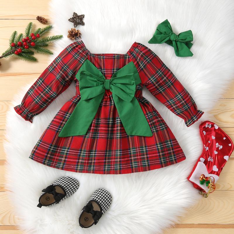 

Girl's Dresses Girls Bowknot Spring Autumn Children Fashion Cotton Princess Party Dress Clothing For Baby Kids Birthdays Outfit Toddler, Red;yellow