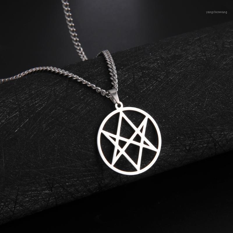 

Chains My Shape Round Unicursal Hexagram Symbol Pendant Necklace For Men Women Stainless Steel Talisman Amulet Male Vintage Jewelry