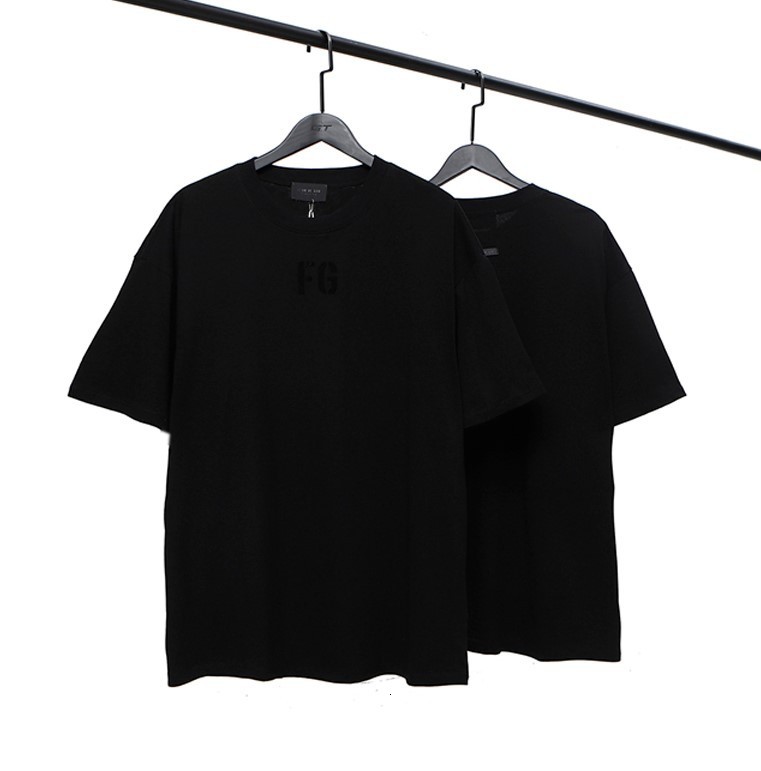 

fashion t shirt season 7 main line fog high street fg rich flocking short sleeve leisure brand summer men, White;black