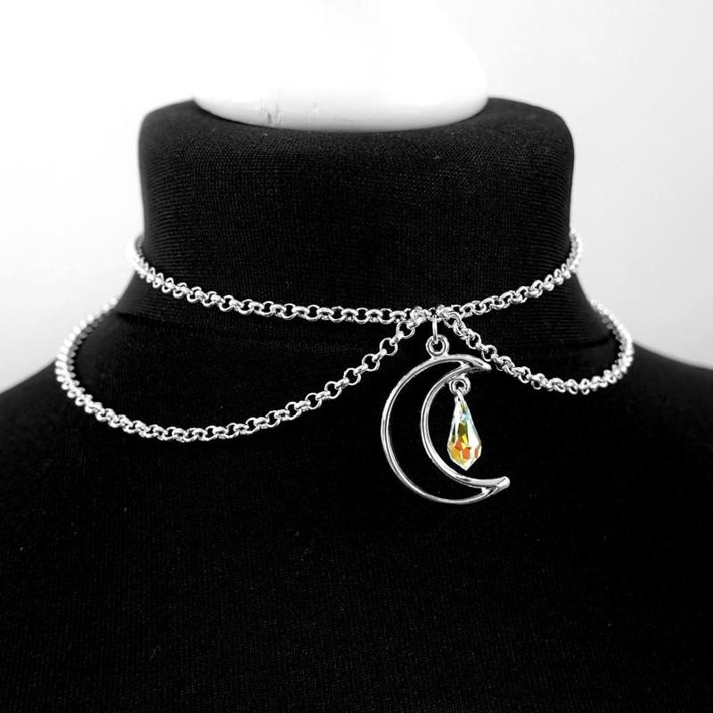 

Chokers Goth Moon Crystal Chain Choker With Witch Necklace Punk Jewelry Gorgeous Women Girlfriend Gift Fashion Statement