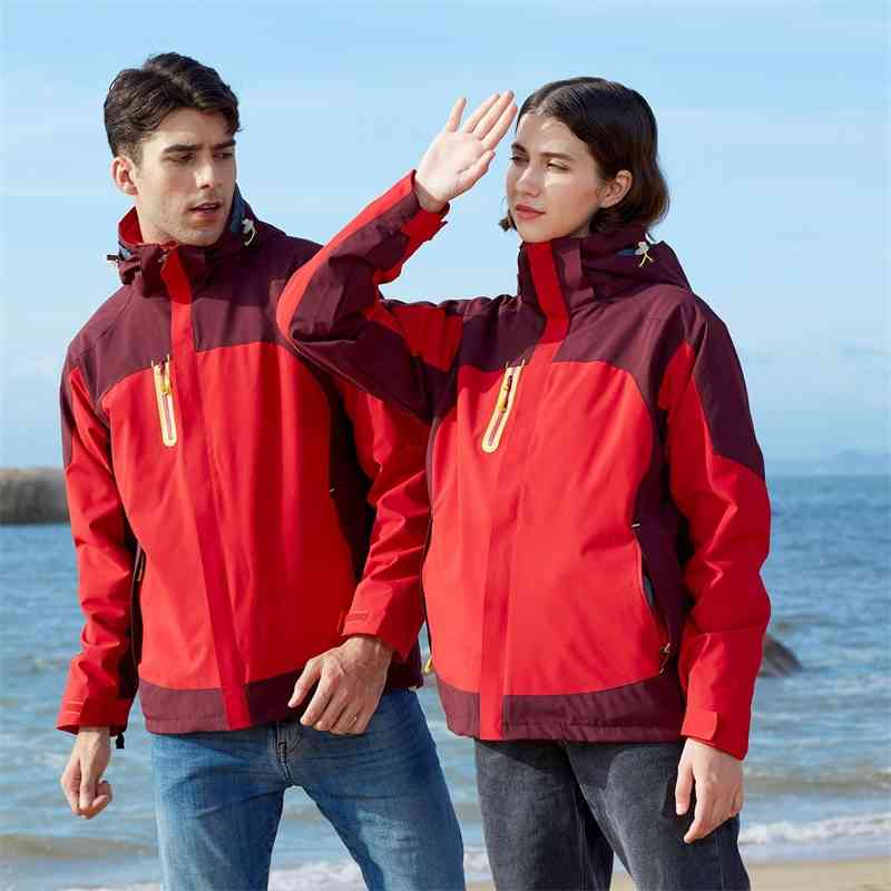 

Warm outdoor stormsuit men's and women's three in one waterproof removable fleece liner cold proof jacket, Orange