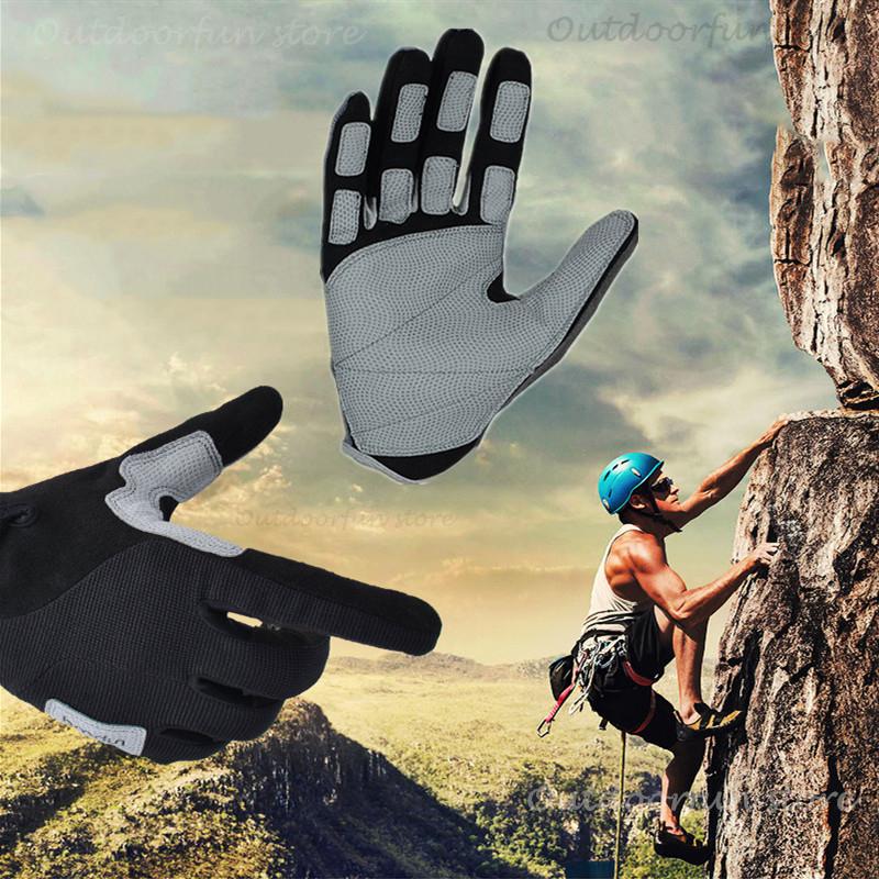 

Sports Gloves Large Scale Suede Palm Pad Non Slip Full Finger Climbing Mountaineering Sailboat Downhill Sport Hiking Cycling Unisex CS, Black