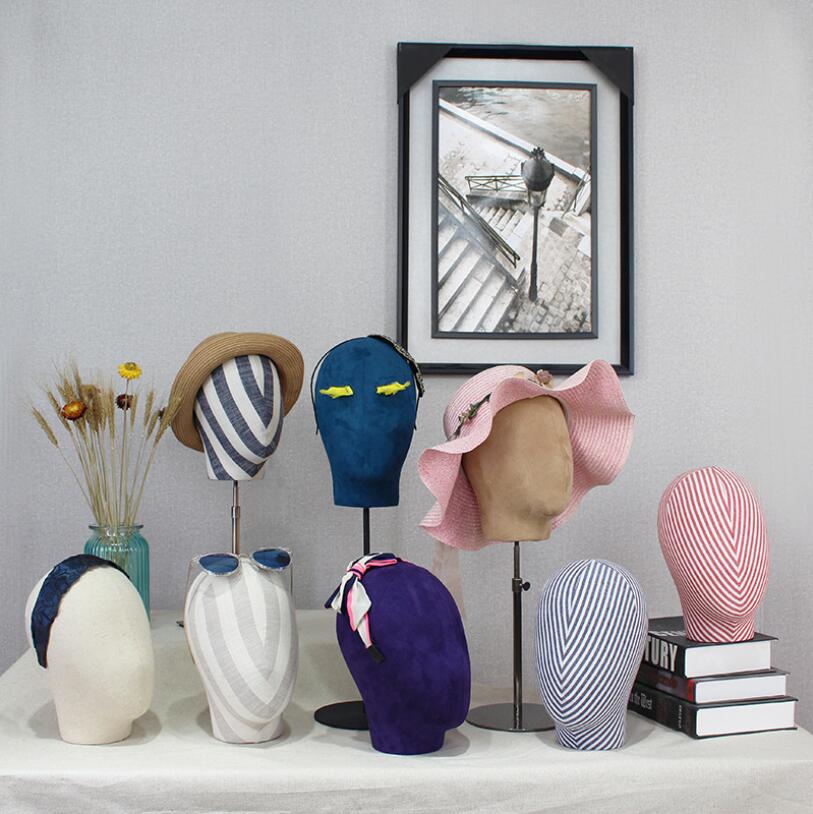 Hats headgear Commercial Furniture Women's high grade color bag cloth headform hat hairband glasses clothes rack window display props show r-image-703309660