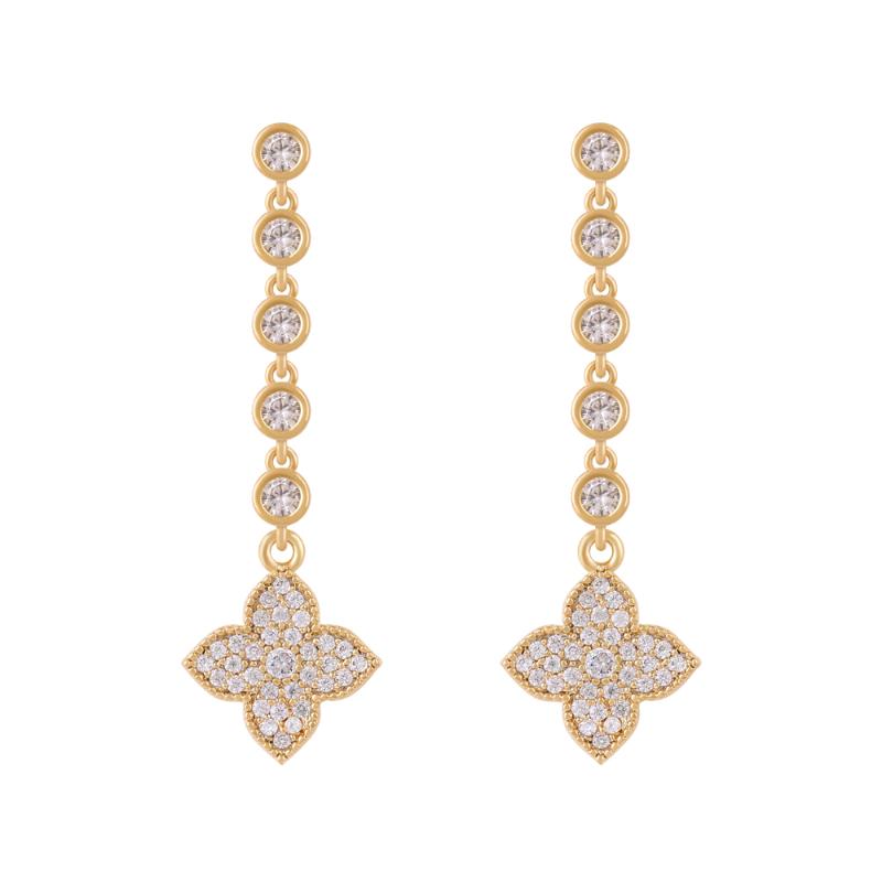 

Four-leaf Clover Zircon Tassel Earrings Ladies Fashion Classic Temperament Jewelry Stud