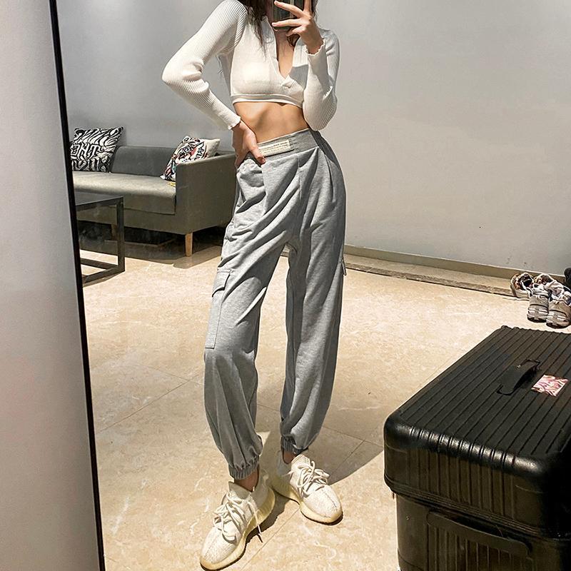 

Women' Pants & Capris Women All-Match Casual Autumn Fashion Solid Color Pocket Stitching Beamed Sports Street Girls Breathable Co, As pic