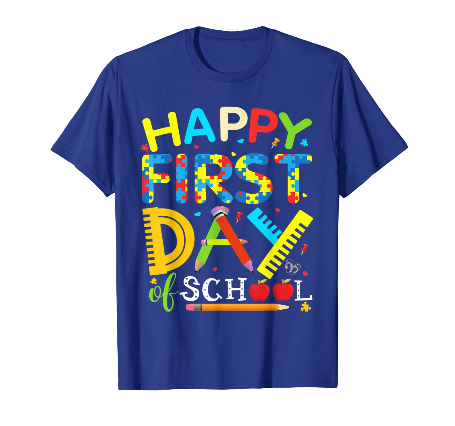 

Back To School 1st Day Of School Autism Student's T-shirt, White;black