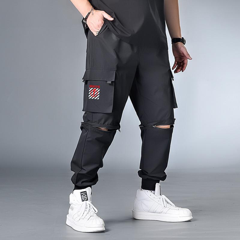 

Men's Pants Large Size Summer Big Plus Cargo Harem Pant Detachable Trends 2021 Style Streetwear Japanese Black Trouser Male, 078