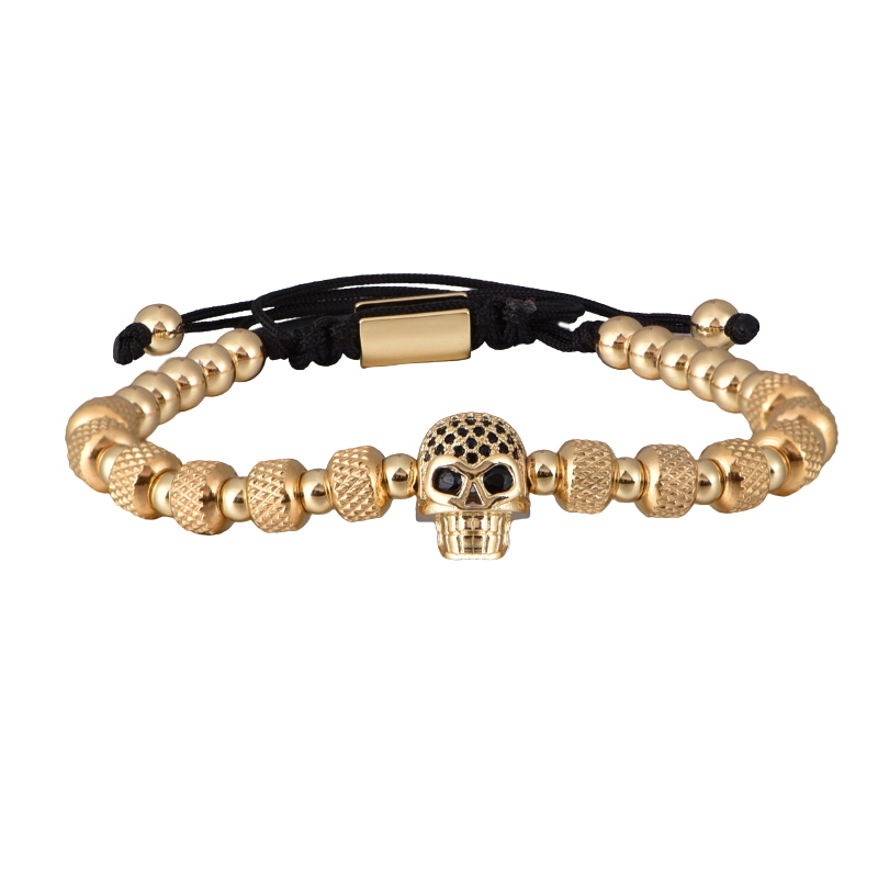 

3pcs/Set Luxury Royal Crown Skull Charm Bracelet Men 2021 Unique Design Gold Color Braided Adjustable Bangle Pulseira BileklikBracelets