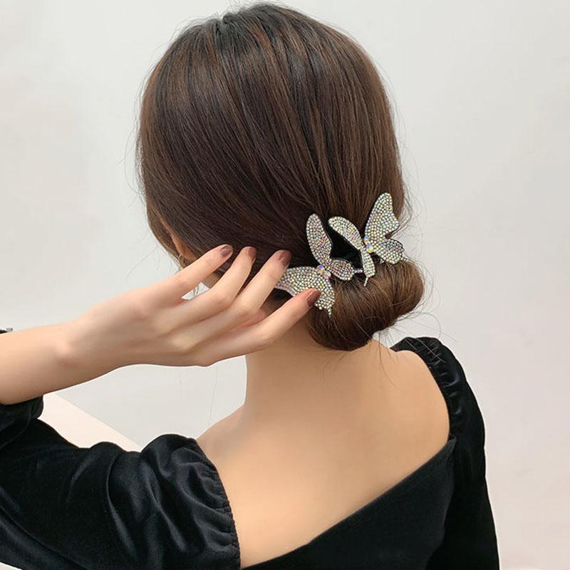 

Hair Clips & Barrettes Bun Twist Pin Bendable Maker Glittery Rhinestone Butterfly Decor Creative Jewelry Accessory For Girls ML, Golden;silver