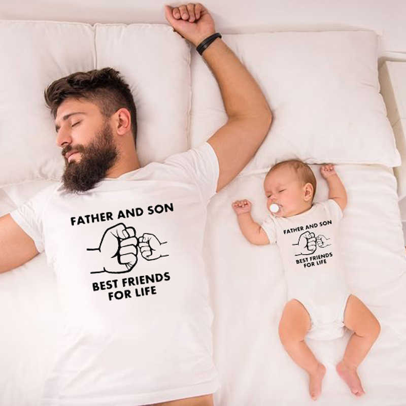 

Funny Father and Son Best Friends for Life Family Matching Family Look T Shirt Baby Dad Matching Clothes Father and Son Matching X0712, White;black