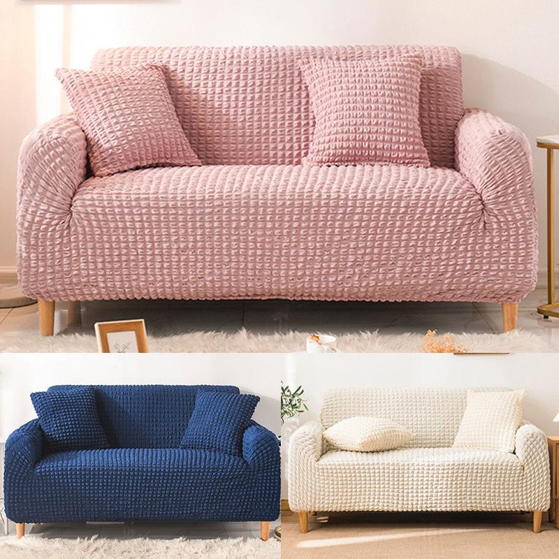 

Chair Covers High Quality Pink Seersucker Sofa Cover All-inclusive Non-slip Stretch Lazy Cushion Couch Drop