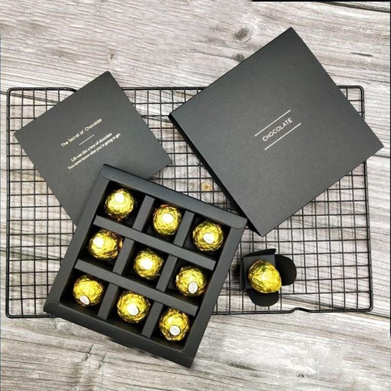 

Gift Wrap 10 Set Elegant Valentine Chocolate Paper Box Gold Black Design Wedding Christmas Birthday Candy Packaging