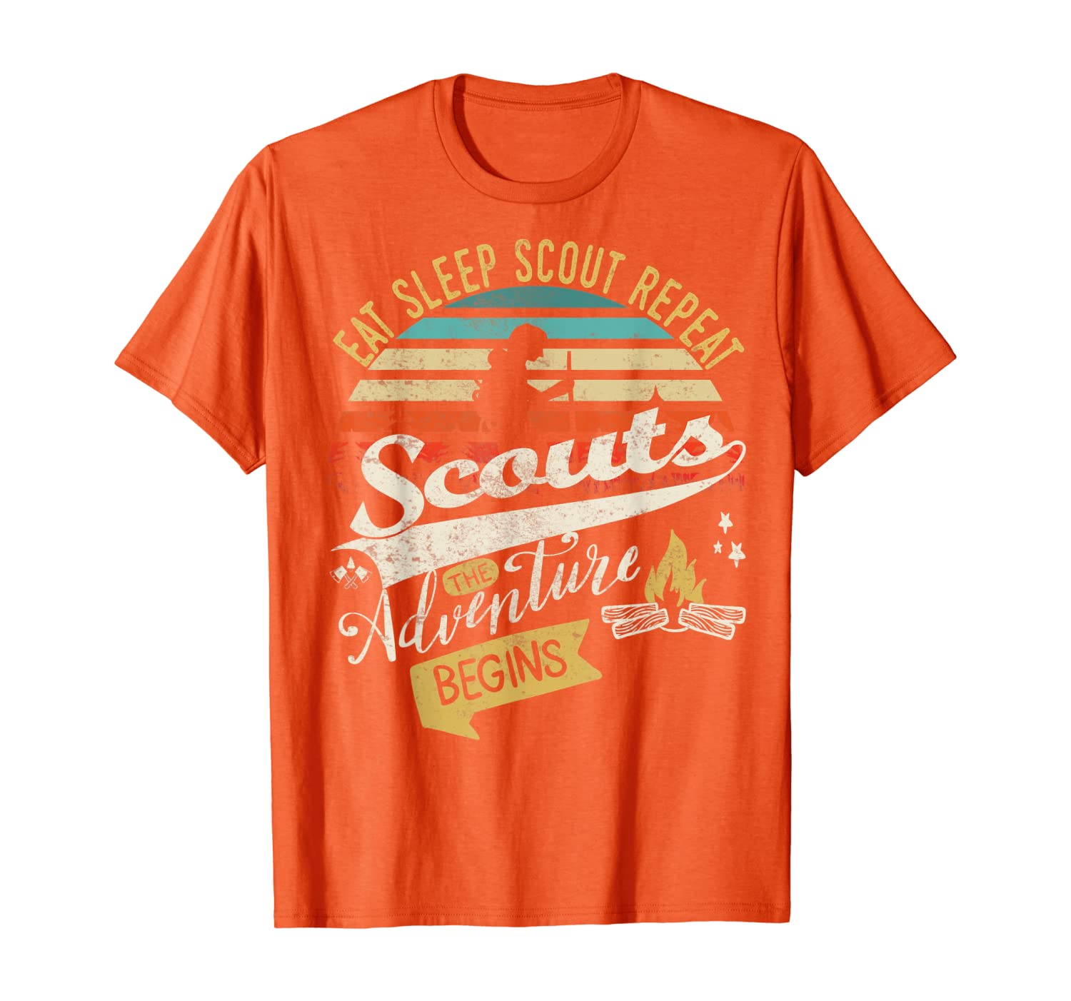 

Scouts The Adventure Begins Gift | Eat Sleep Scout Repeat T-Shirt, White;black