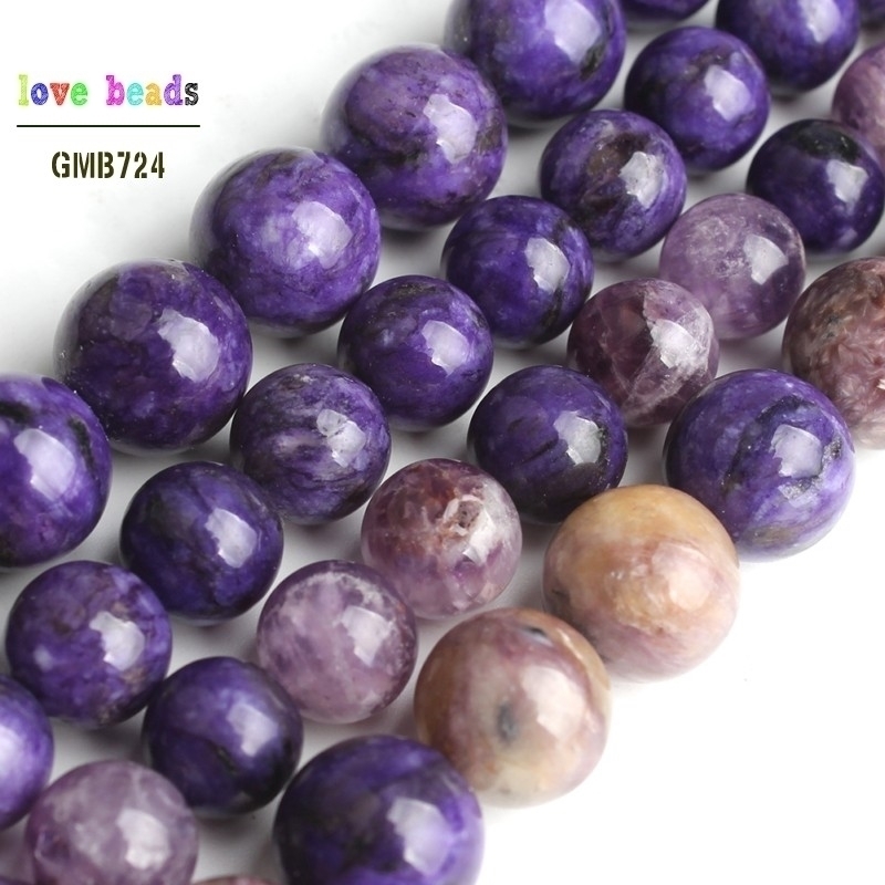 

8/10mm Nature Charoite Loose Spacer for Jewelry Making DIY Bracelet 15inches Strand Stone Beads