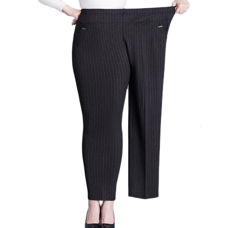 

Women's Pants & Capris 6XL 7XL 8XL Trousers Spring Autumn High Waist Stretch Straight Middle Aged Mother Large Size Casual 5XL Z62, Stripes