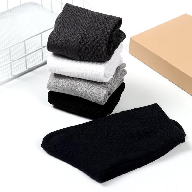 

Men's Socks 1PC Winter Soft Cotton Style Plus Size Business Solid Men Male Bamboo Fiber High Long Durable Breathable, Black