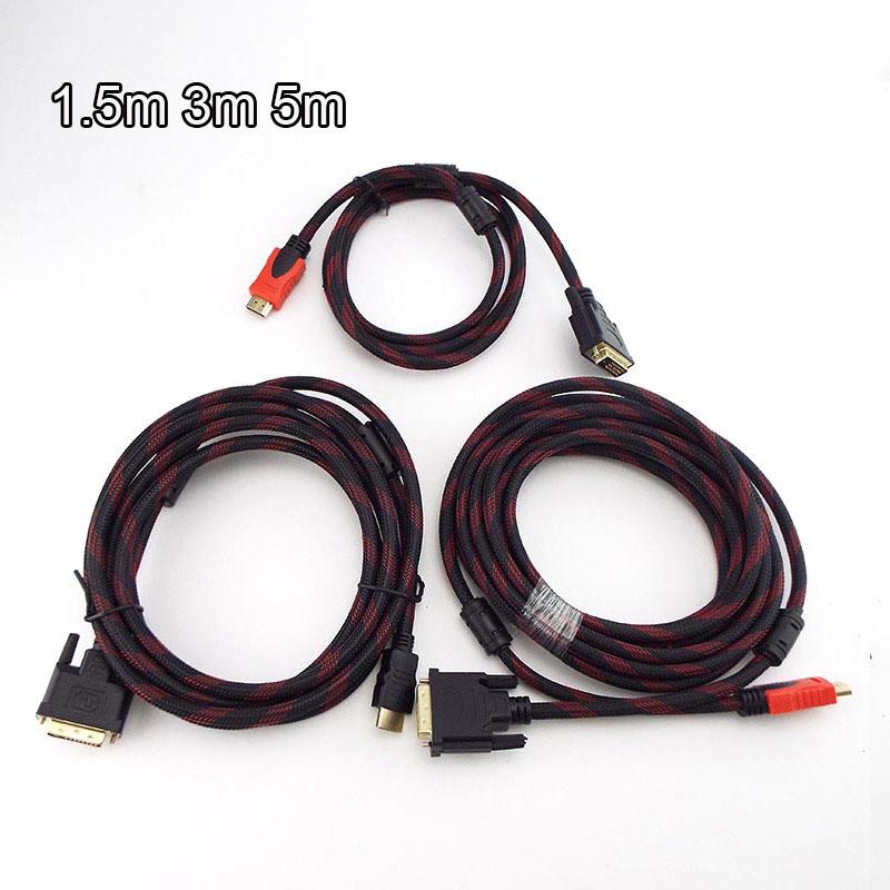 

1.5m 3m 5m To DVI Cable Male 24+1 Pin Video For HDTV DVD Projector 1080P Gold Plated Adapter Cables & Connectors