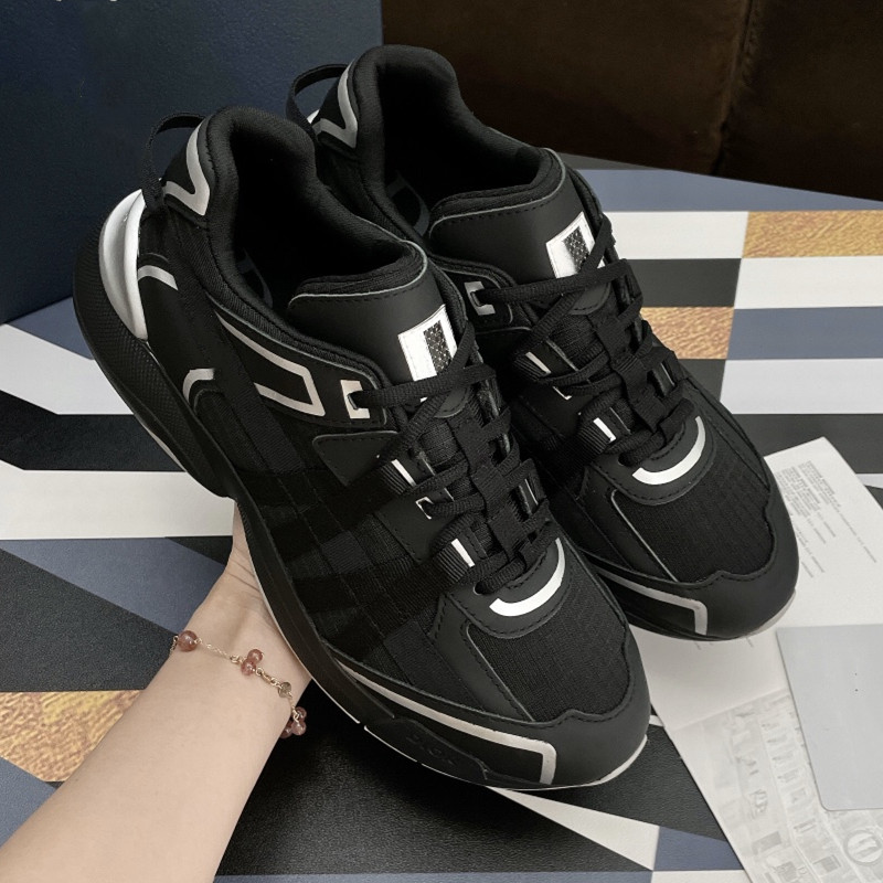 

Women Leather Shoes Bowling Reflective Strap Laces-up Fashion Designer Men Mesh Rubber Outsole Sneaker