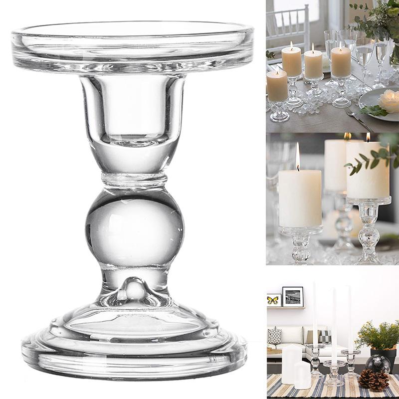 

Candle Holders High Candlestick Transparent Glass Home Decor Candlesticks For Pillar Taper Bougeoir Decoracao Casa