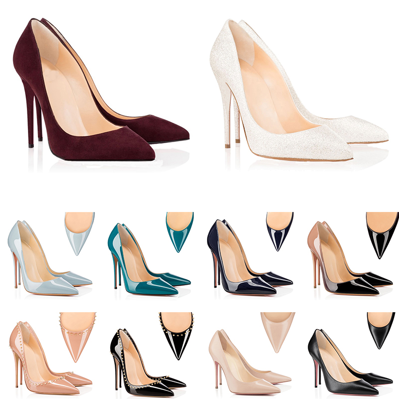 

designer customization size with box dust bag dress shoes luxury high heels women office career vintage wedding black pointed peep toes pumps spikes, Pointed toe suede-3