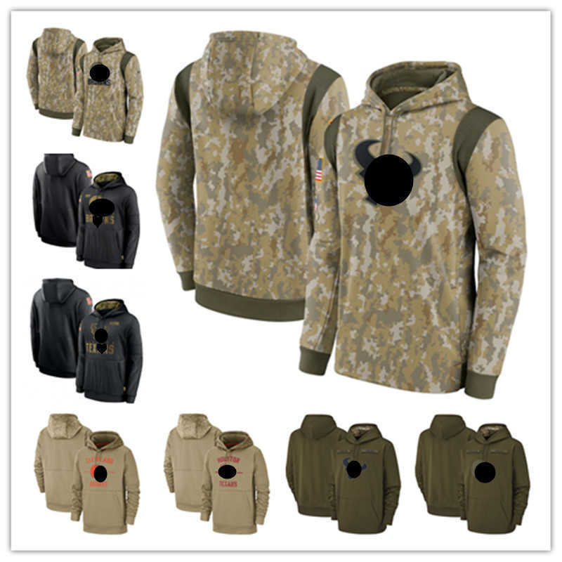 

Cleveland''Houston''Men Women Youth Texans''Browns''Camo Football Hoodie Wear 2021 Salute To Service, Black;red