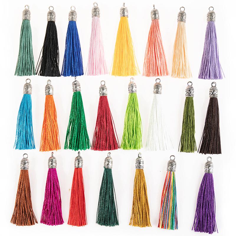

Charms Sansango 20pcs Mixed Color Tassel Findings Silk Polyester Pendant Drop Earring For Jewelry DIY Making Accessories, Bronze;silver