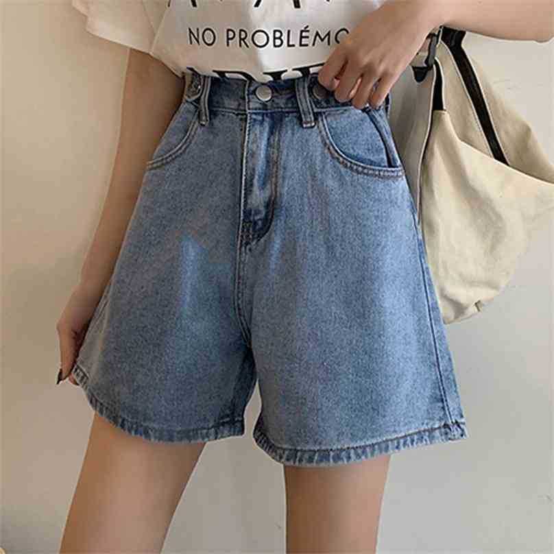 

Women Casual Shorts Jeans Feminino Summer Loose Wide Leg Denim Woman Fashion Button Fly Clothes 210525, White