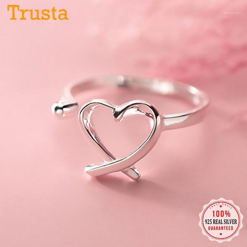 

Cluster Rings TrustDavis Real 925 Sterling Silver Fashion Romantic Hollow Heart Opening Ring For Women Wedding Party Fine S925 Jewelry DB1931