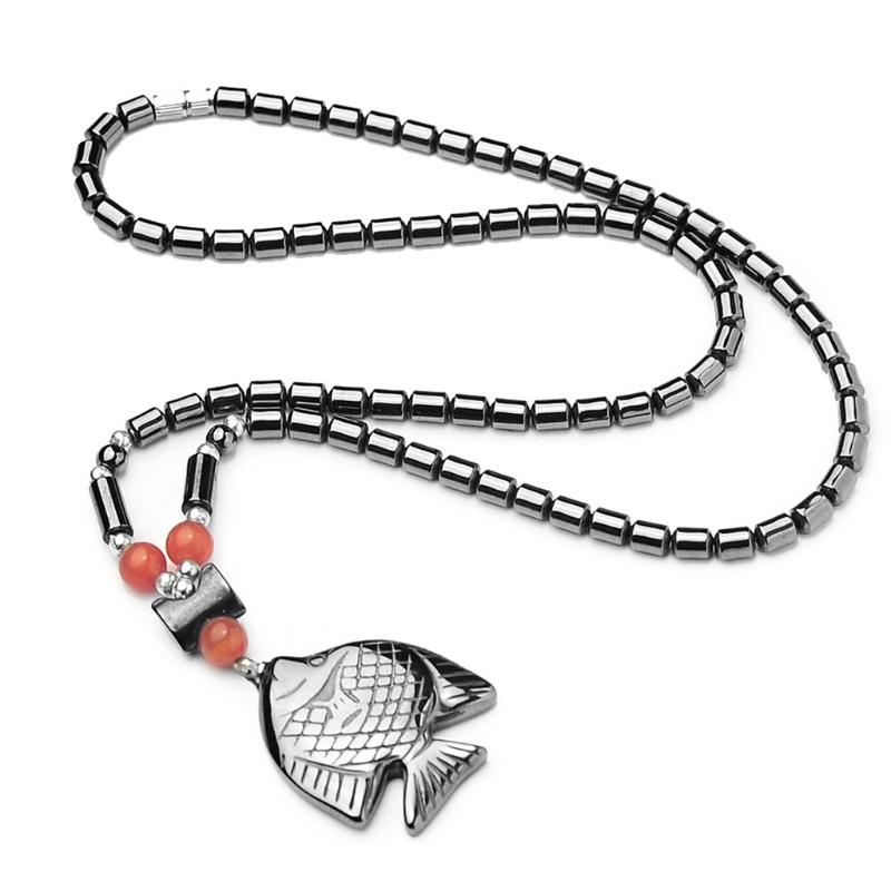 

Chains 2021 Classic Necklace Health Energy Healing Beaded Magnetic Hematite For Men, Silver