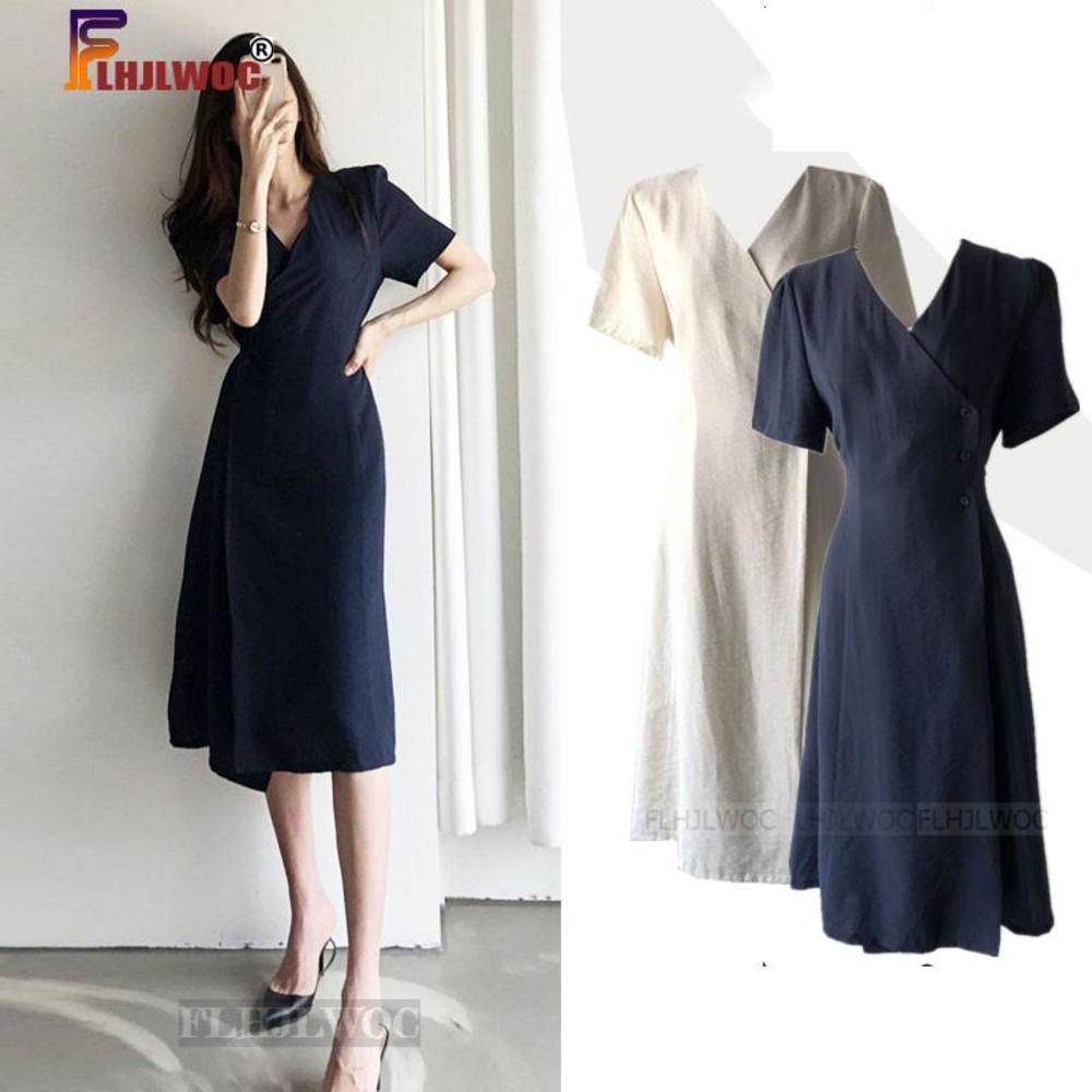 

South Korea chic Midi Dress Women Summer Japan Style Retro Vintage Design Solid Button Shirt Dress Cotton Linen Flhjlwoc Vestido, Black;gray