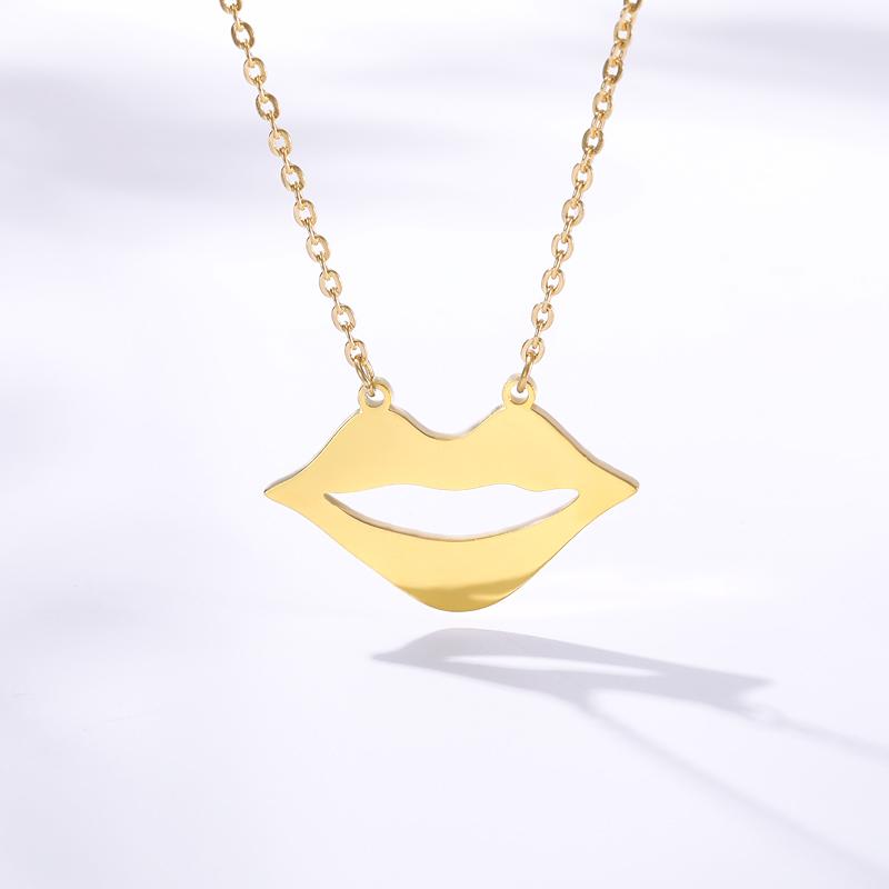 

Pendant Necklaces Stainless Steel Lips Pendent Necklace Women Men Collares De Moda 2021 Boho Jewelry Gold Chain Choker BFF Bijoux Femme