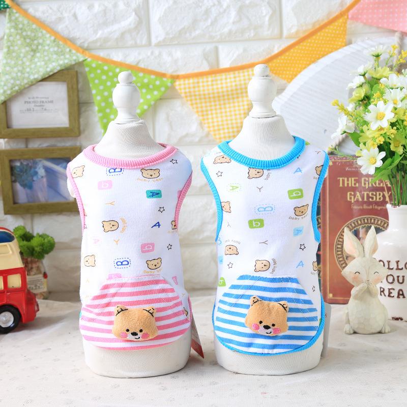 

Dog Apparel Striped Bear Cartoon Vest T-Shirts Summer Cotton Clothes For Dogs Pet Clothing Puppy Yorkie Chihuahua 2021