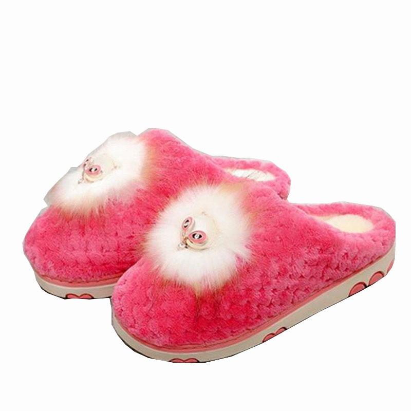 

Slippers Women Winter Soft Bottom Non-slip Fur Woman Velvet Warm Home Wear-resistant Month Shoes EU Size 38-42 Pink, Black