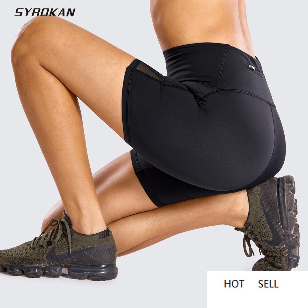 

Women's High Waist Mesh Running Shorts with Zip Pocket - 6'', Black01