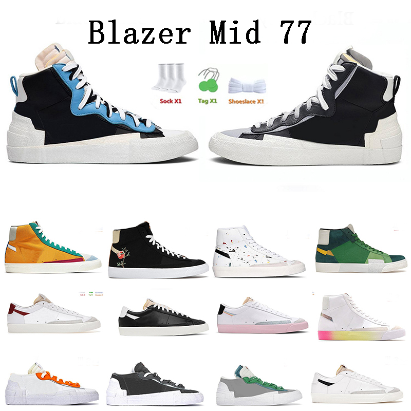 

Blazer mid 77 vintage low men women casual shoes Black White Multi Color Pink Foam Pacific Blue Kumquat Mosaic mens trainers platform sneakers 36-45, Item#16