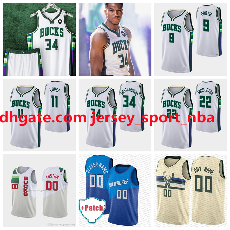 

Custom Giannis 34 Antetokounmpo Basketball Jerseys Khris 22 Middleton Jrue 21 Holiday Donte 0 DiVincenzo Bobby 9 Portis JR Brook 11 Lopez Tucker Connaughton Jersey, As photo