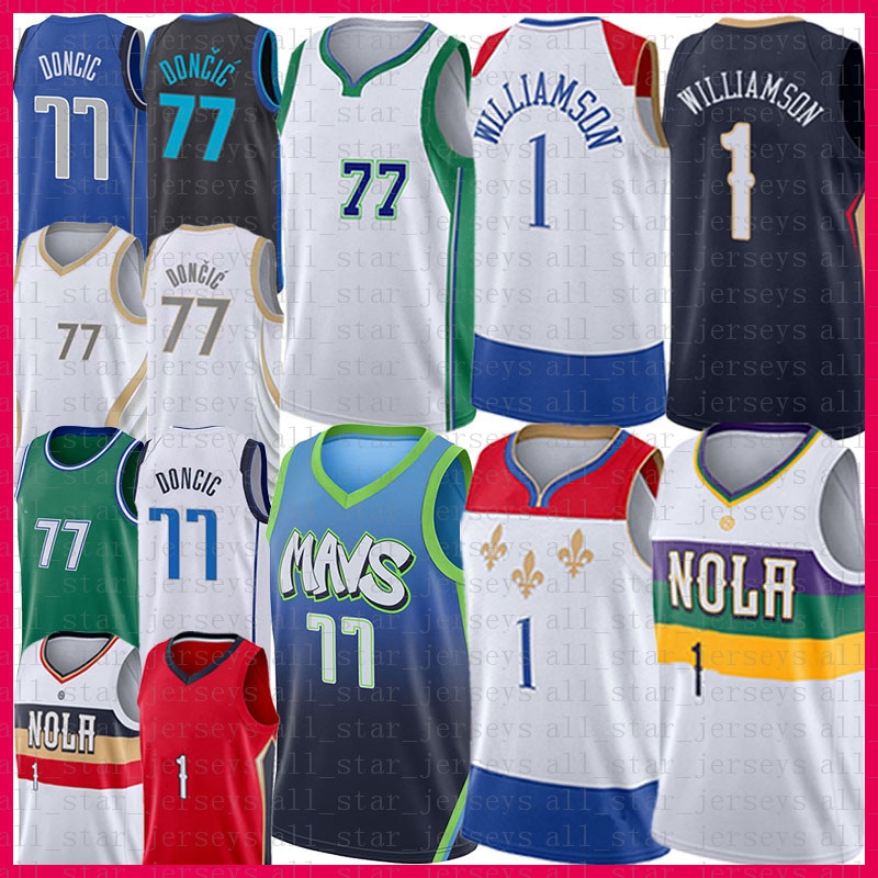 

Luka 77 Zion 1 Williamson Doncic Basketball Jersey Dirk 41 Nowitzki Mens Shirts 75th anniversary Jerseys