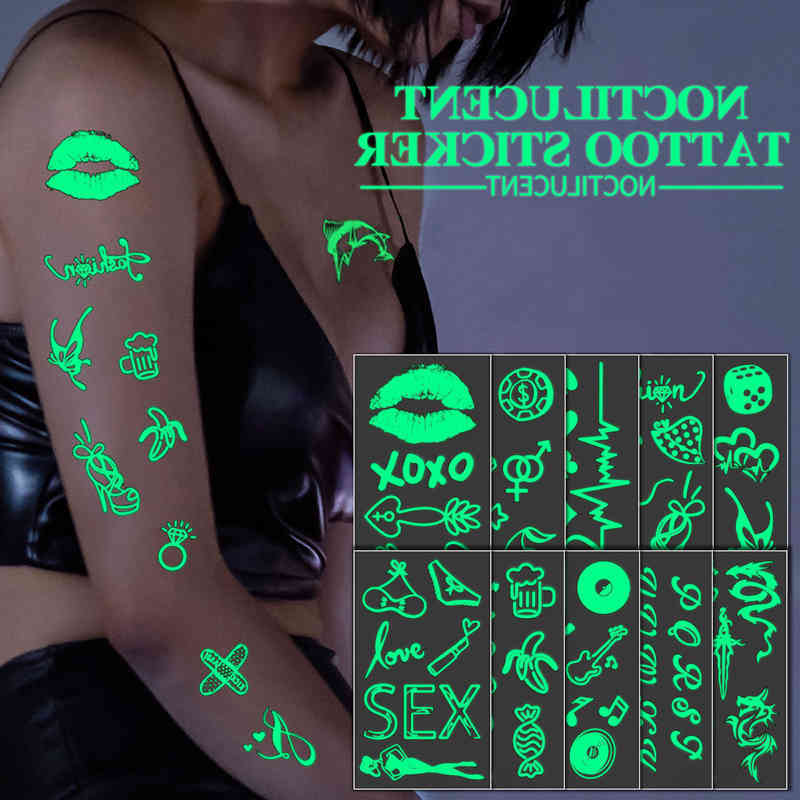 

Luminous Tattoo Temporary Tatoo Sticker Women's Transfer Funny Glow In The Dark Stickers Skin Makeup Body Art For Woman And Man