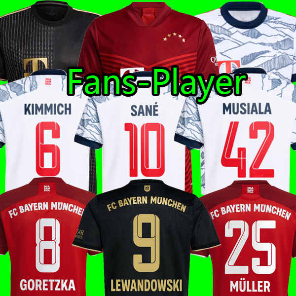 

21 22 Bayern Munchen GORETZKA COSTA soccer jersey LEWANDOWSKI MULLER kits SANE MUSIALA 2021 2022 football shirt HERNANDEZ GNABRY top third kit maillot men kids set, Away