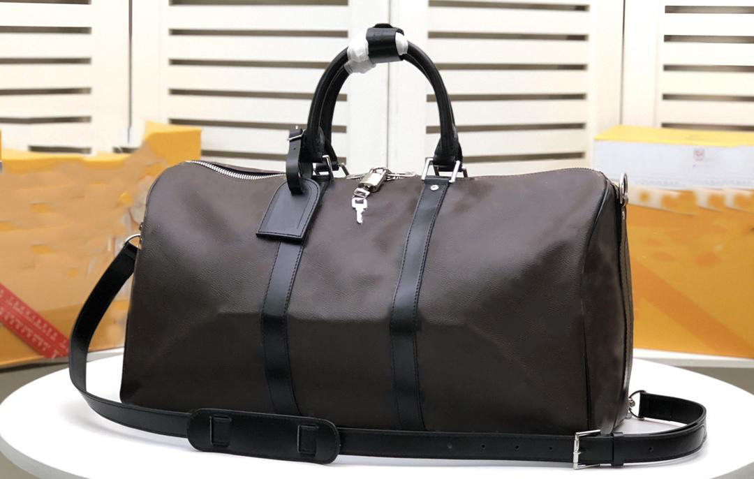 

High Quality Luxury Duffel Bags CARRY ON ALL BANDOULlERE 55 50 45 CM Women Travel Bag Men Classic Rolling Softsided Suitcase Luggage Set 88, Black plaid 5