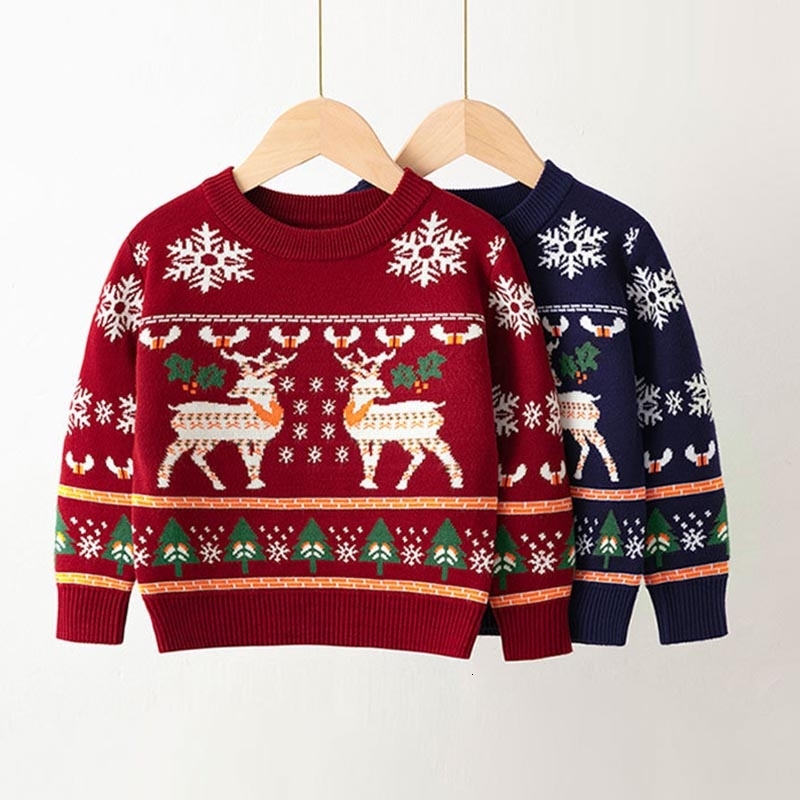 

Christmas Clothes Baby Boys Girls Sweater Child Pullover Kids Autumn Winter Bottoming Clothing Children Knit, Silver
