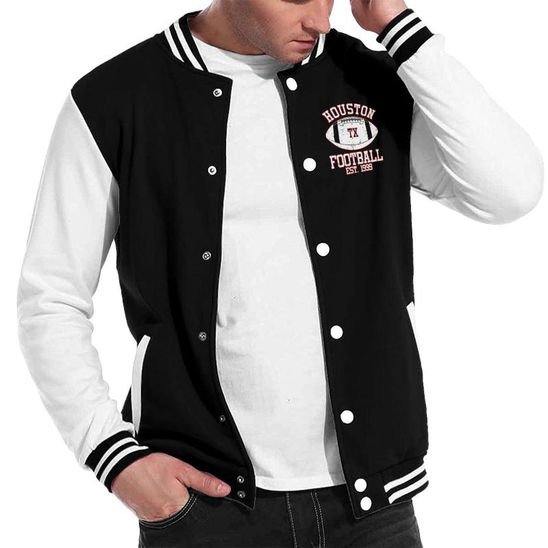 

Men's Jackets Houston Est 1999 Women's Varsity Baseball Jacket Uniform Pullover Hoodie Sport Sweatshirt Coat Sweater, Gray