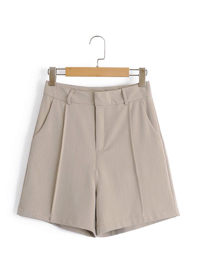 

Women' Pinstripe Casual High Waist Shorts Pockets Zippers Female Summer All-match Fashion Suit Arrival, As pic