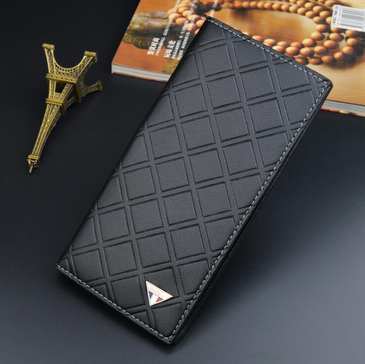 

Factory outlet men handbag rhombic leather mens long wallet cards large capacity fashion folding purse business foldings leathers walles, Deep brown3(printing box packaging)