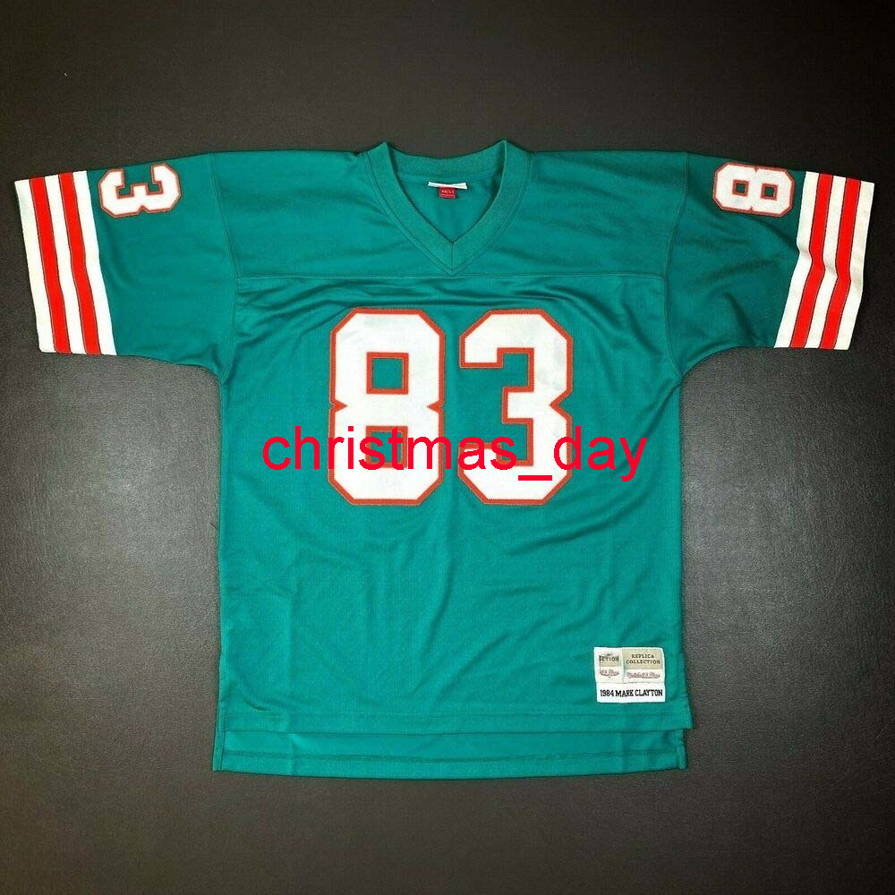 

100% Stitched Mark Clayton Mitchell Ness 1984 Football Jersey Men Women Youth XS-6XL Add Any Name Number, Green