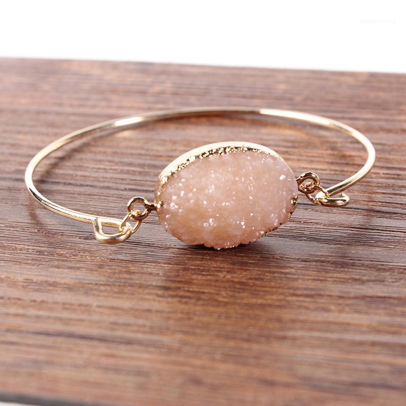 

Selling Open Cuff Resin Druzy Oval Charm Bangle