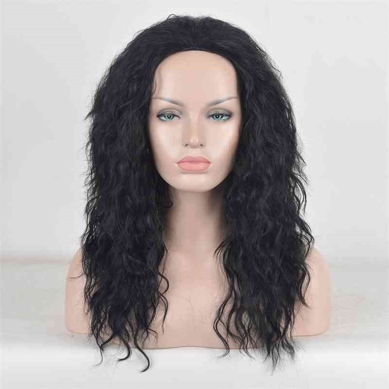 

black style 80s rock long roll chemical fiber heat-resistant cos fashion head cover