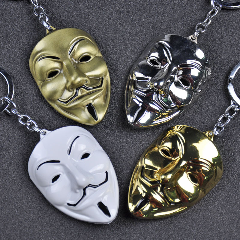 

Classic Sci-Fi Movie V For Vendetta Guy Fawkes Mask Alloy Key Chains Keychain Keyfob Keyring Key Chain Accessories