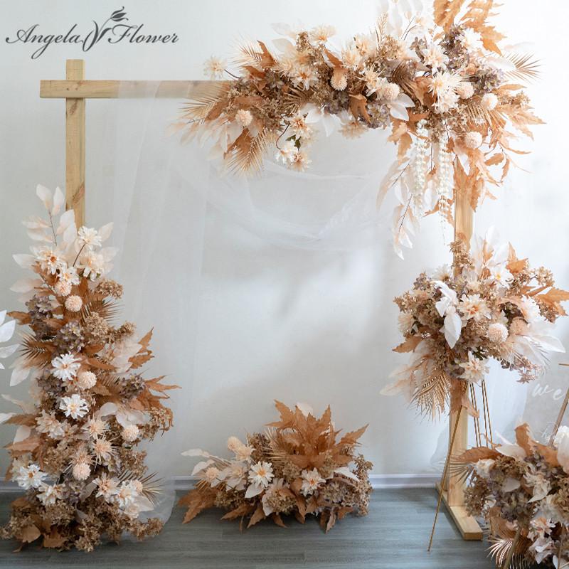 

Decorative Flowers & Wreaths Wedding Champagne Floral Artificial Flower Row Arrangement Road Lead Ball Auditorium Mariage Backdrop Wall Deco, Only flower no stand